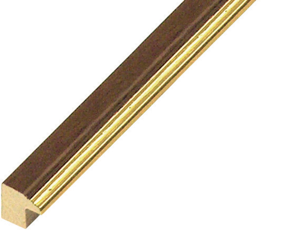 Letvica ayous širina 15 mm - smeđa sa zlatnim rubom