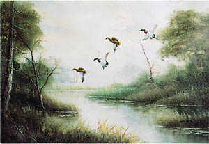 Uljna slika: Patke u letu - 25x20 cm