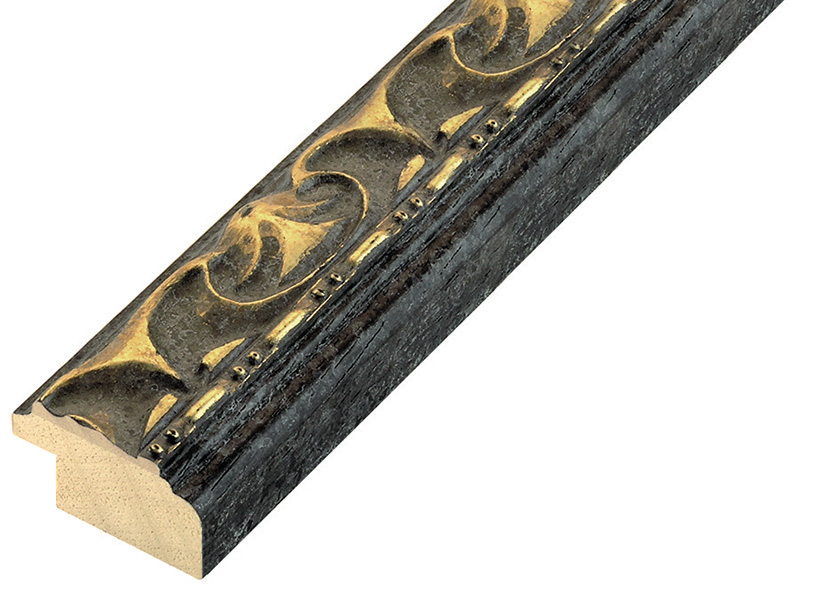 Letvica ayous šir.30 mm crna sa zlatnim reljefnim ukrasima