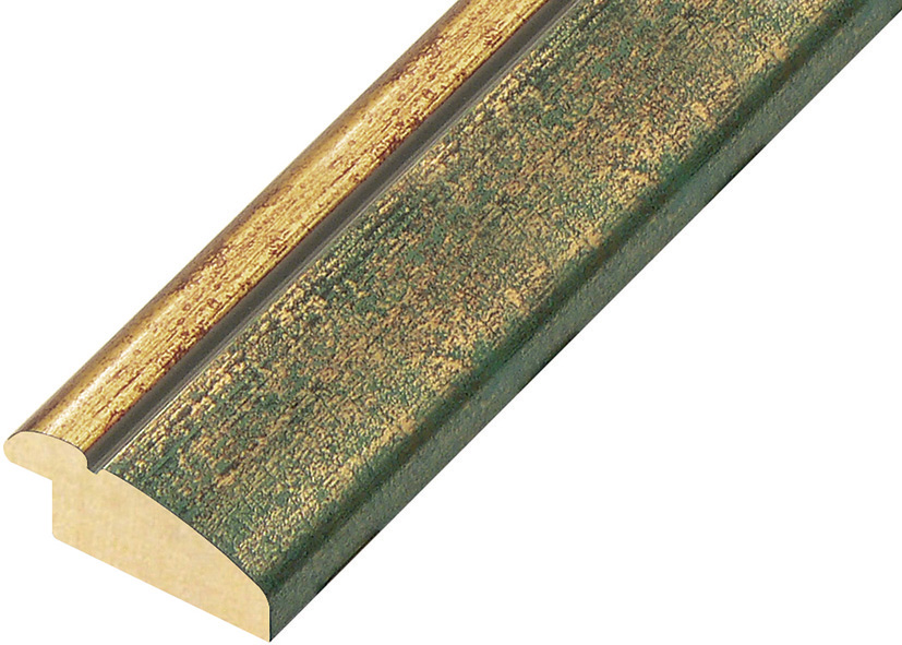 Letvica ayous širina 40 mm - zelena sa zlatnim rubom