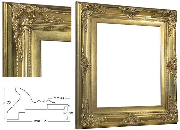 Okvir barokni zlatni/zlatni pass. 50x60 cm