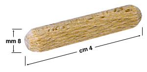 Drvene tiple dužina 4 cm - promjer 8 mm - Pak.60 kom