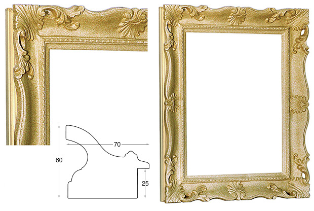 Okvir Francesina zlato 60x70 cm bez pass.