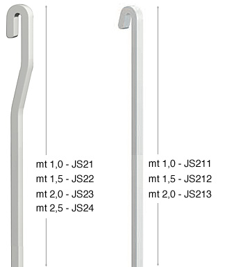 Okomita ravna aluminijska šipka bijela - 1 m