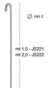 Okomita čelična šipka bijela - promjer 2 mm - 1 m