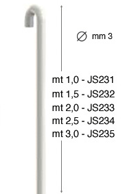 Okomita čelična šipka bijela - promjer 3 mm - 3 m
