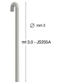 Okomita čelična šipka boja aluminija - promjer 3 mm - 3 m