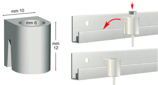 Kuka cilindrična za šinu Classic Rail aluminij - 10 kom