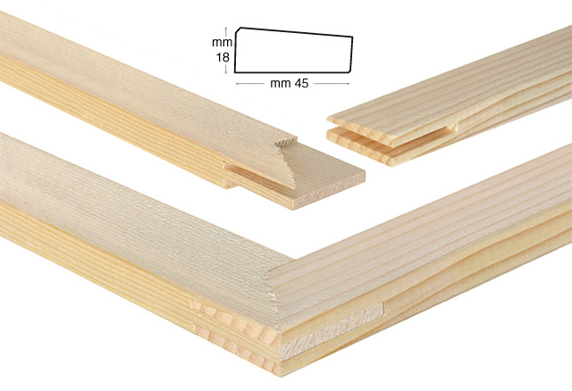 Šipke drvene za slijepe okvire 45x18 mm - Dužina 45 cm