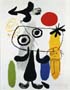 Poster: Mirò: Figur gegen rote Sonne - 60x80 cm