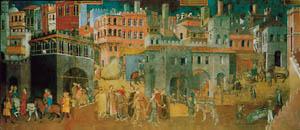 Poster na okviru: Lorenzetti: Buon governo - 139x60 cm
