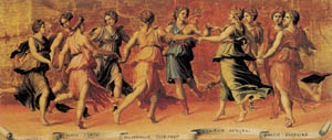 Poster na okviru: Romano: Apollo e le muse - 140x60 cm