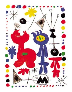 Poster: Mirò: Personnage et Oiseaux - 60x80 cm