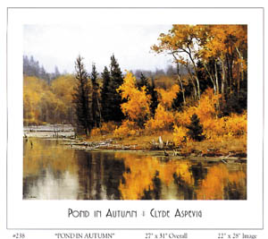 Poster: Aspevig: Pond in autumn - 68x78 cm