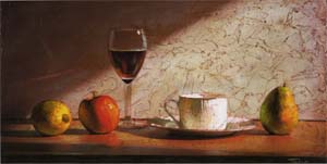 Poster: Darashkevich: Caffé - vino - frutta - 50x25 cm