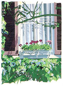 Štampa: Doi: Balkon sa cvijećem - 35x50 cm