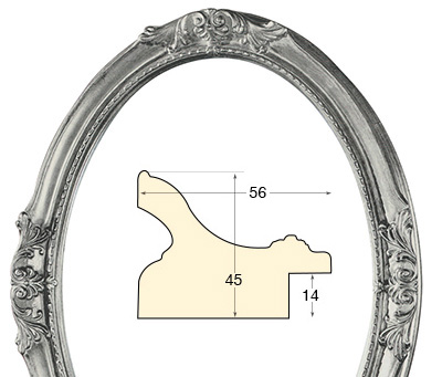 Okvir ovalni dekorirani 30x40 cm srebro