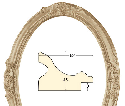 Okvir ovalni dekorirani 40x50 cm neobrađeno drvo