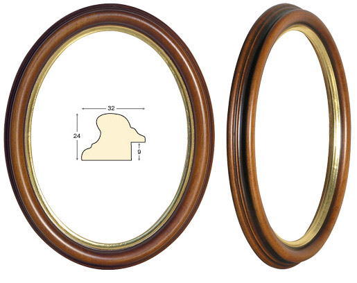 Okviri ovalni smeđi zlatni rub 24x30 cm