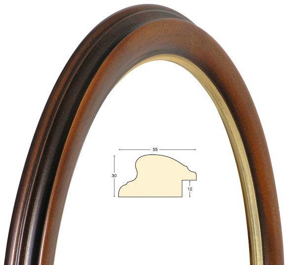 Okviri ovalni smeđi zlatni rub 50x60 cm