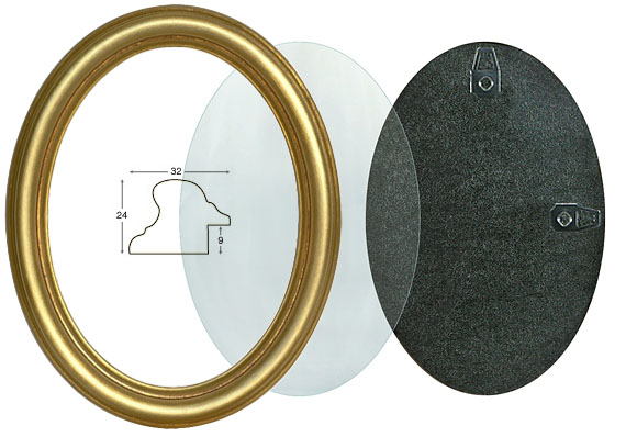 Okviri ovalni zlatni kompletni 24x30 cm