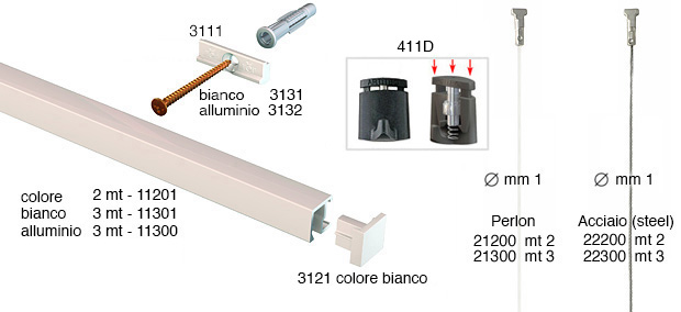 Šina Contour Rail 2 m - bijele boje