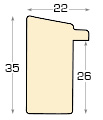 Letvica spojeni bor - širina 22 mm visina 35 mm - biserna - Profil
