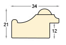 Letvica ayous neobrađena - vis.21 mm šir.34 udar 12 - Profil