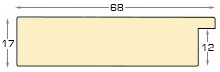 Letvica bor spojeni ravna šir.68 mm vis.17 - mat bijela  - Profil