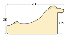 Letvica bor lamelirani šir.70 mm vis.35 - zlato, reljefni ukrasi - Profil
