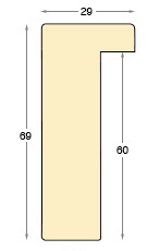 Letvica ayous širina 29mm visina 69 - bijelo dovršenje - Profil