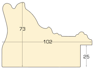 Letvica jelutong šir.102 mm vis.71 - zlato bijela traka - Profil
