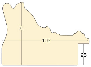 Letvica jelutong šir.102 mm vis.71 - srebro crna traka - Profil